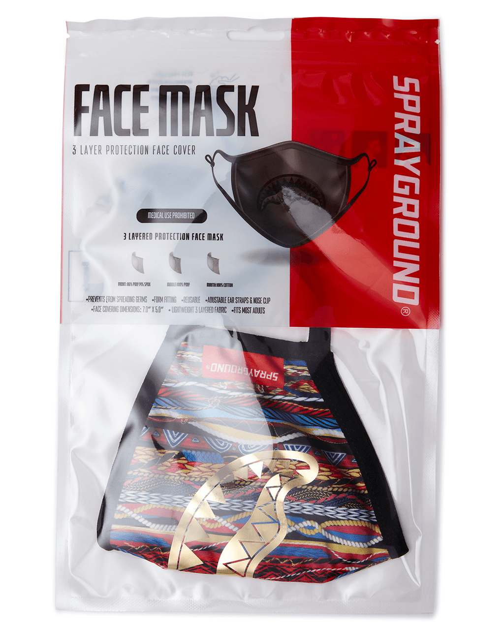 1994 Gold Metallic Shark Polyester Face Mask - Image 13
