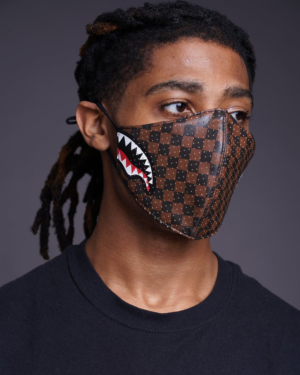 Sharks in Paris Vegan Leather Face Mask - Image 6