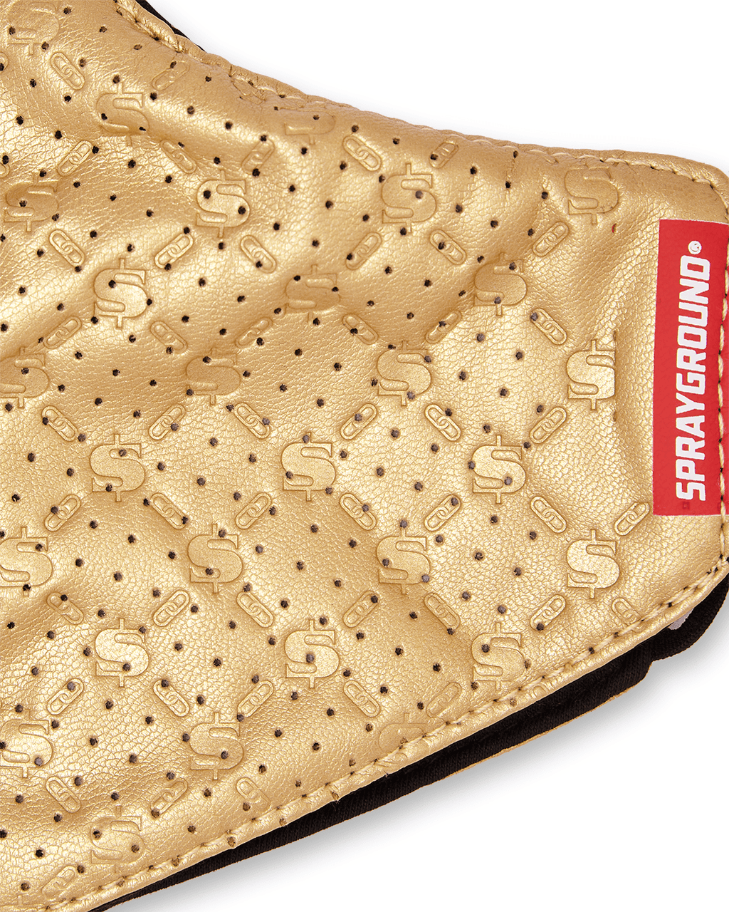 Gold Money Pattern Vegan Leather Face Mask - Image 5