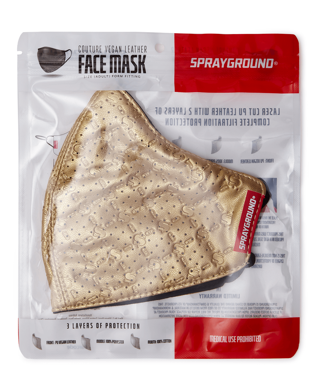 Gold Money Pattern Vegan Leather Face Mask - Image 6