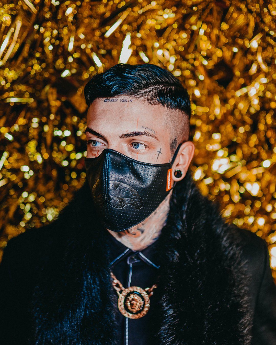Midnight Shark Vegan Leather Facemask - Image 7