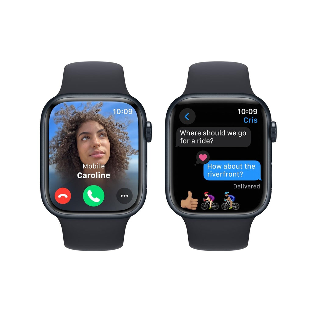Apple Watch Series 9 (GPS) 45mm Aluminum Case with Midnight Sport Band - S/M - Midnight - MR993LL/A - Image 6