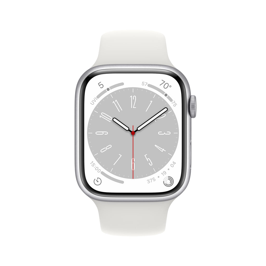 Apple Watch Series 8 GPS 45mm Aluminum Case w/ White Sport Band SM Silver - MP6P3LL/A - Image 2