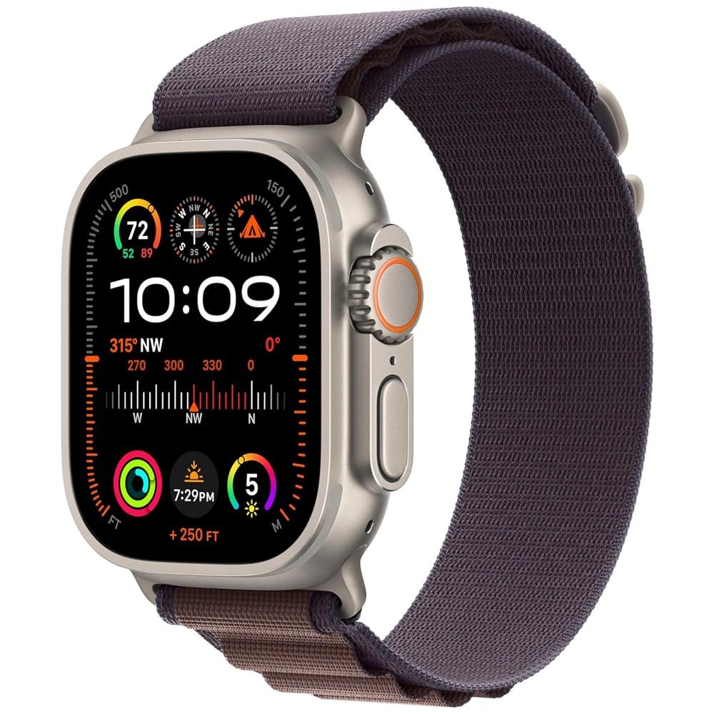 Apple Watch Ultra 2 (GPS + Cellular) 49mm Titanium Case with Indigo Alpine Loop - Medium - Titanium - MRET3LL/A - Image 2