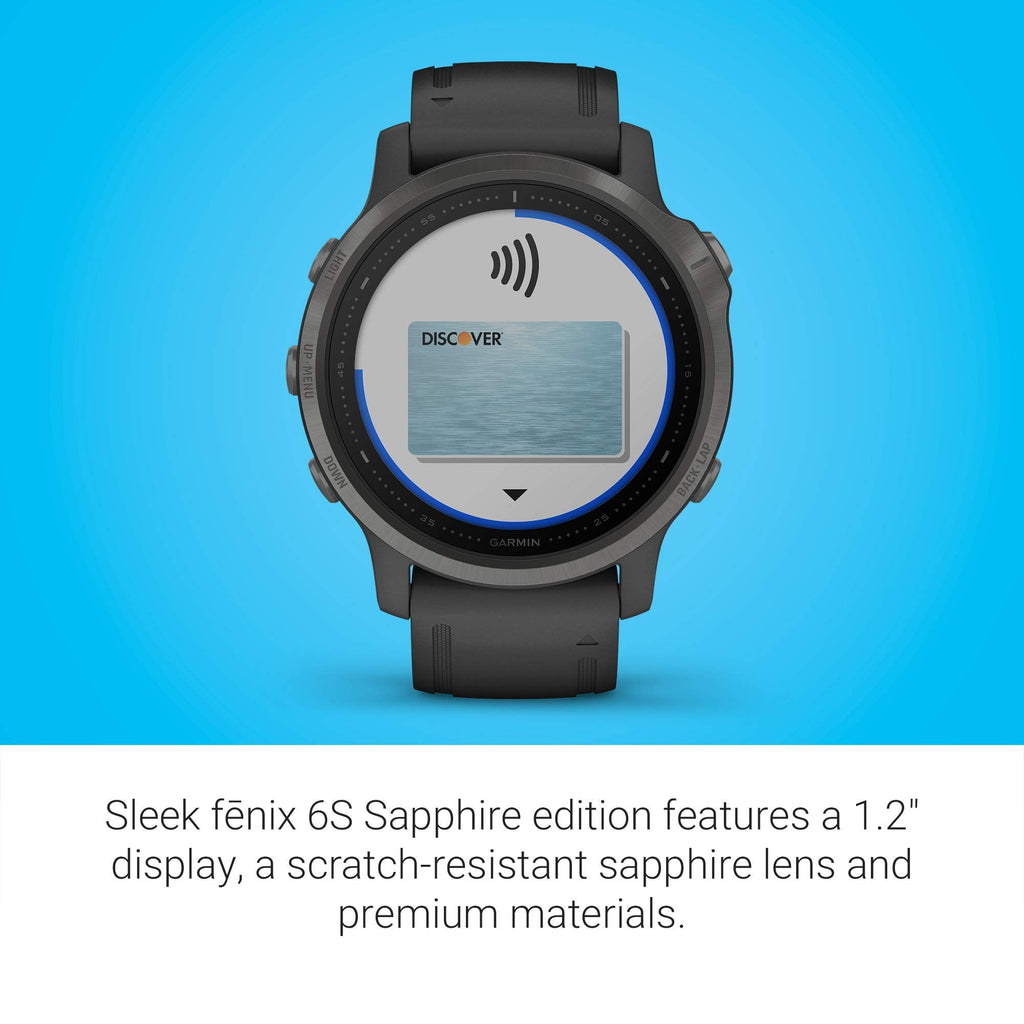 Garmin - fēnix 6S Sapphire GPS 30mm - Carbon Gray with Black Silicone Band - 010-02159-24 - Image 3
