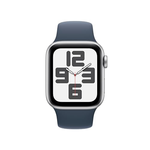 Apple Watch SE 2nd Generation (GPS) 40mm Silver Aluminum Case with Storm Blue Sport Band - M/L - MRE23LL/A - Image 2