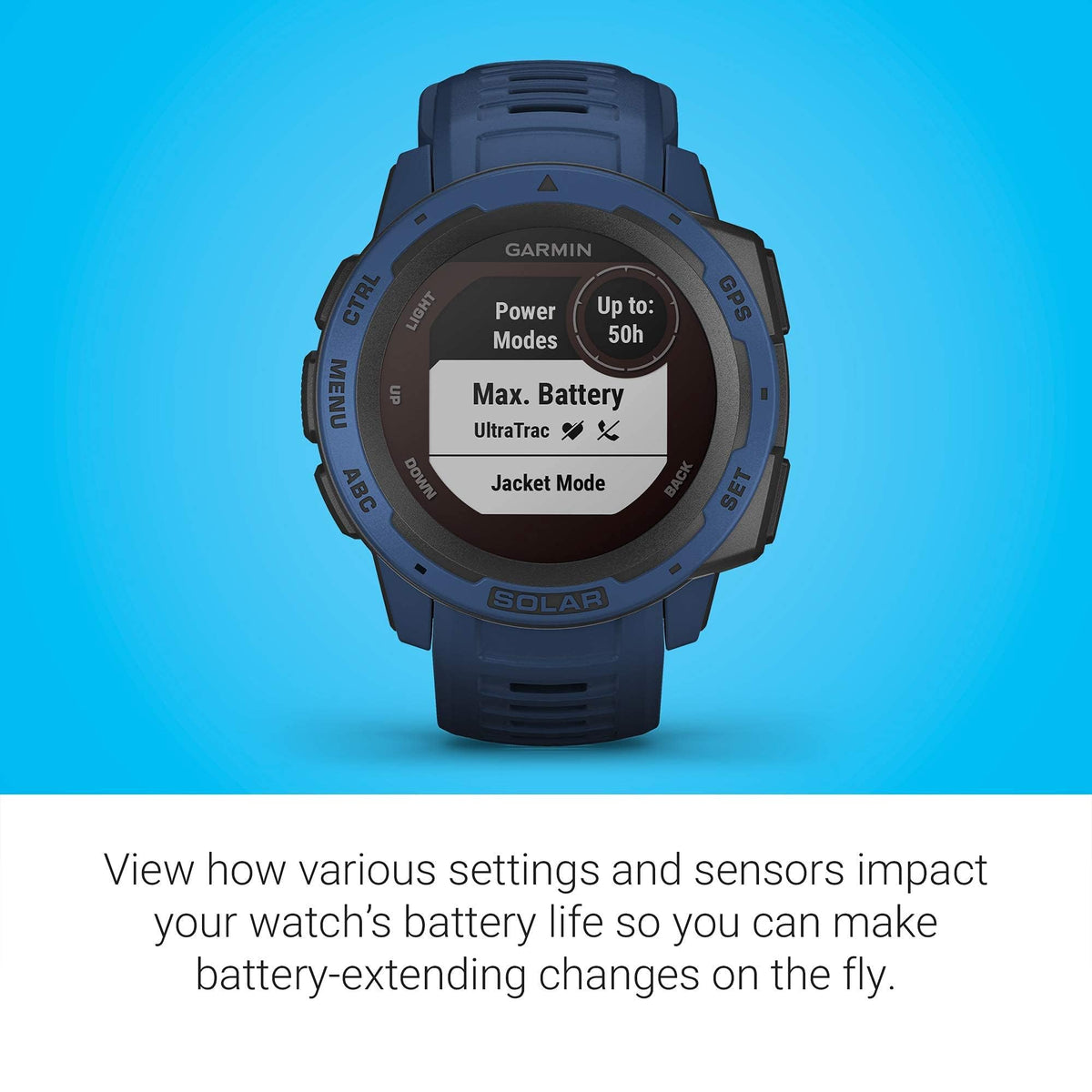 Garmin - Instinct Solar Rugged GPS Smartwatch 45mm - Tidal Blue - 010-02293-11 - Image 6