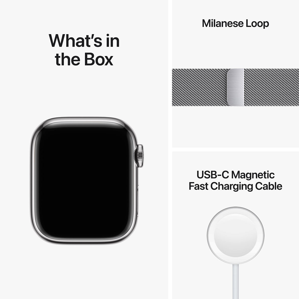 Apple Watch Series 8 GPS+Cell 41MM Stainless Steel Case - Milanese Loop - Silver - MNJ73LL/A - Image 6