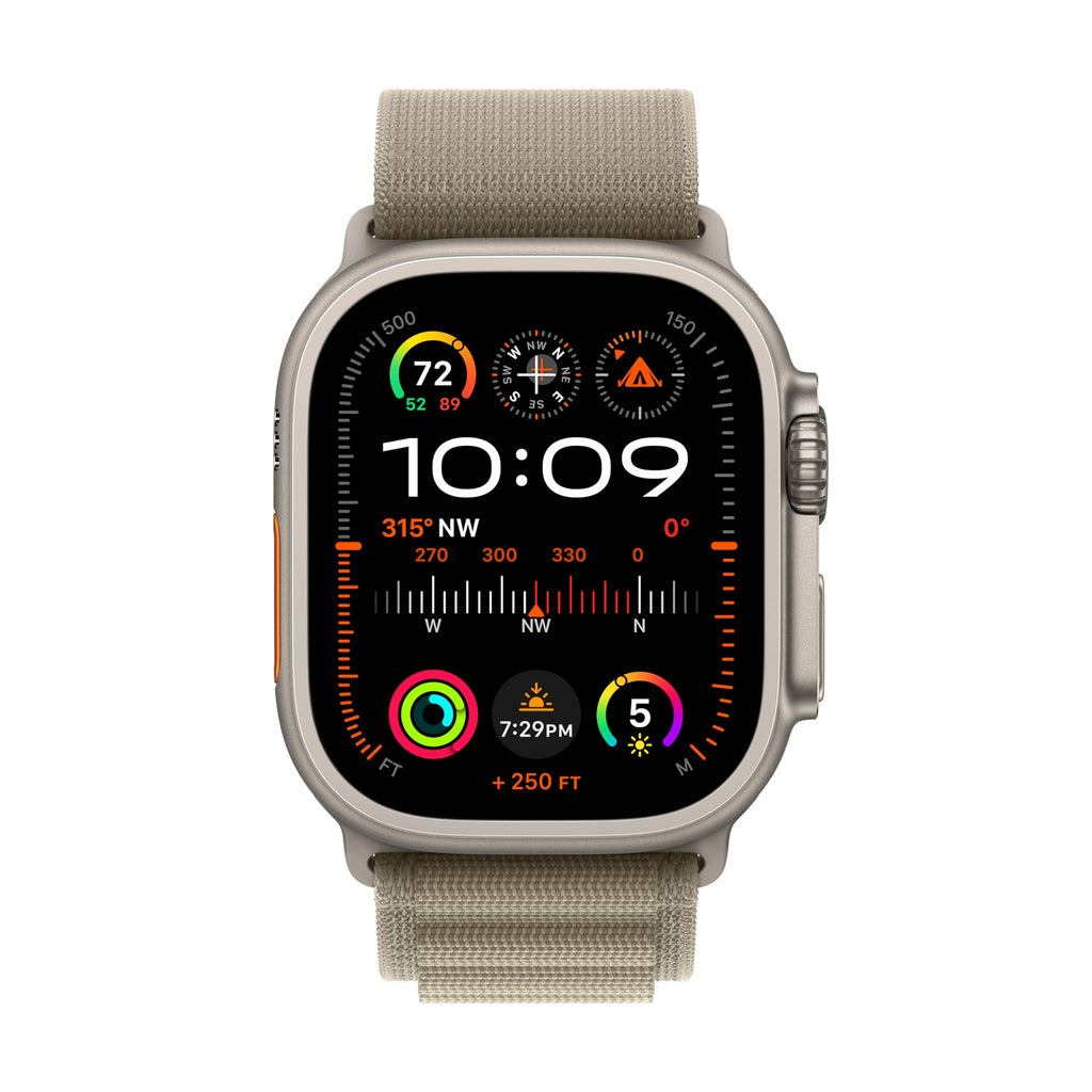 Apple Watch Ultra 2 (GPS + Cellular) 49mm Titanium Case with Olive Alpine Loop - Large - MRF03LL/A - Image 2