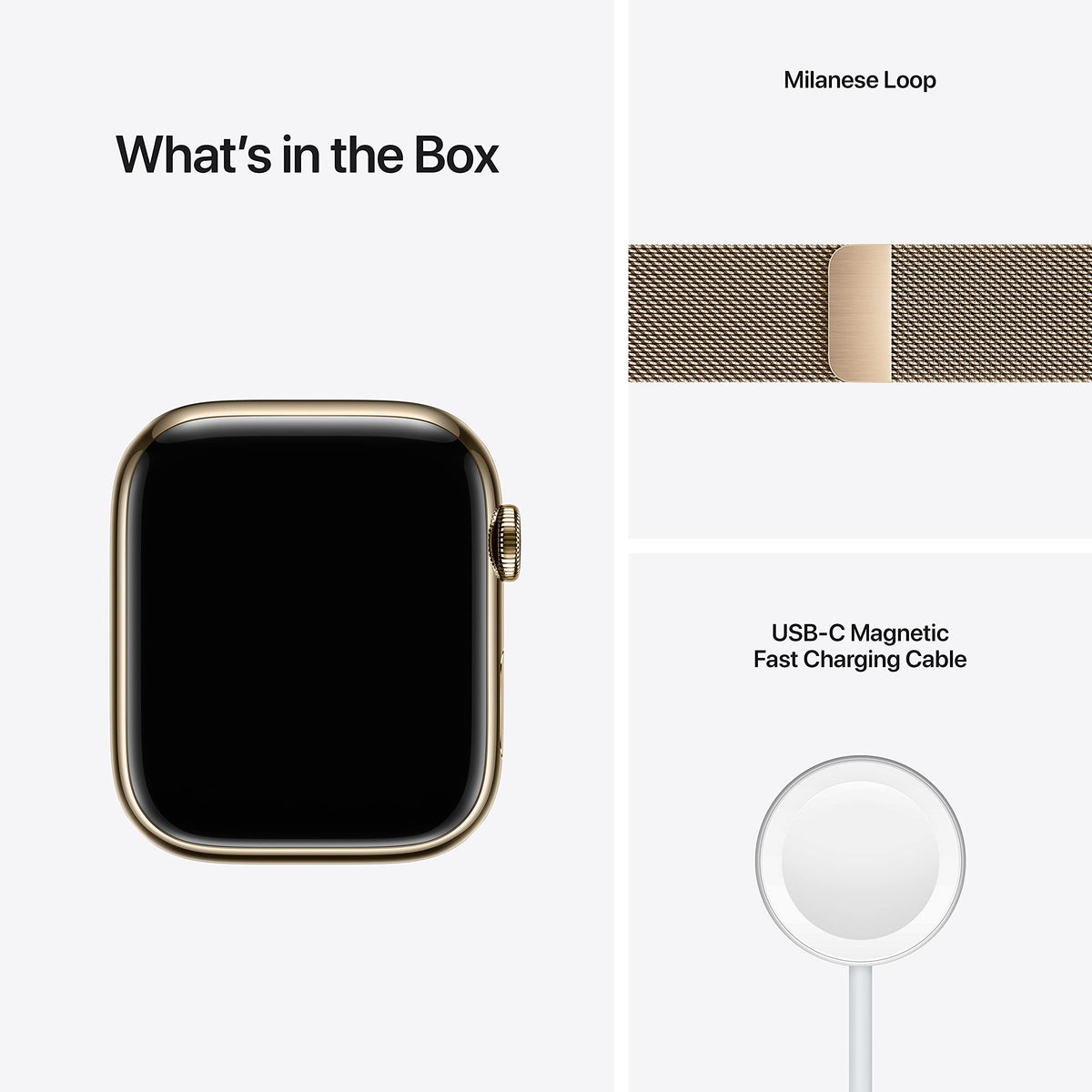 Apple Watch Series 7 Cellular - 45MM - Gold Stainless Steel with Gold Mil Loop - MKJG3LL/A - Image 6