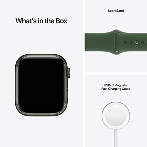 Apple Watch Series 7 (GPS) 45mm Green Aluminum Case with Clover Sport Band - Green - MKN73LL/A - Image 5