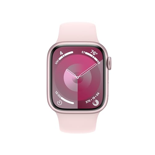 Apple Watch Series 9 (GPS + Cellular) 41mm Aluminum Case with Light Pink Sport Band - S/M - Pink - Image 2