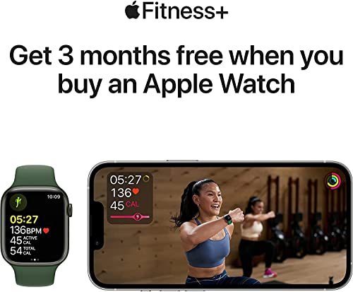 Apple Watch Series 7 (GPS) 45mm Green Aluminum Case with Clover Sport Band - Green - MKN73LL/A - Image 6
