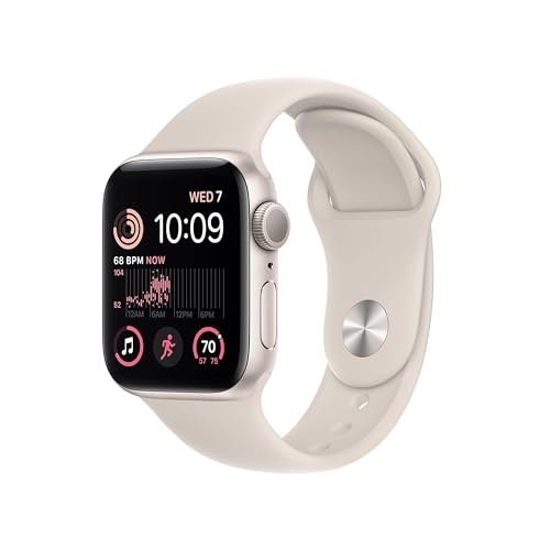 Apple Watch SE 2nd Generation (GPS) 40mm Starlight Aluminum Case with Starlight Sport Band - S/M - MR9U3LL/A