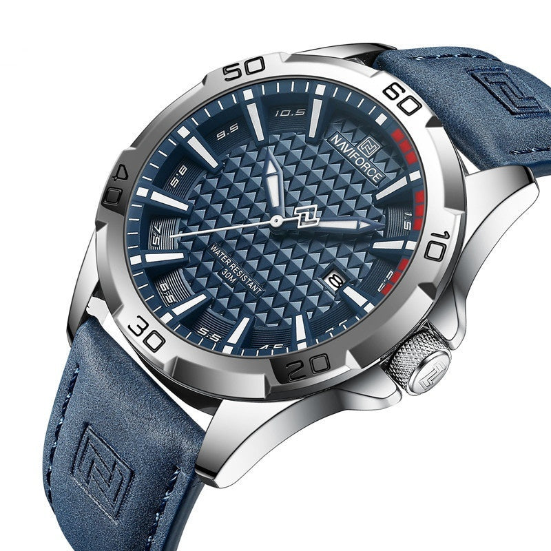 NAVIFORCE Men's Leather Strap Quartz Watch - Image 2