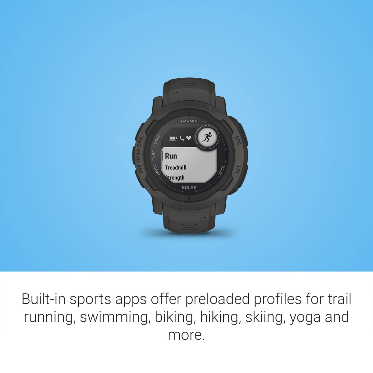 Garmin - Instinct 2 Solar 45 mm Smartwatch Fiber-reinforced Polymer - Graphite - 010-02627-10 - Image 5