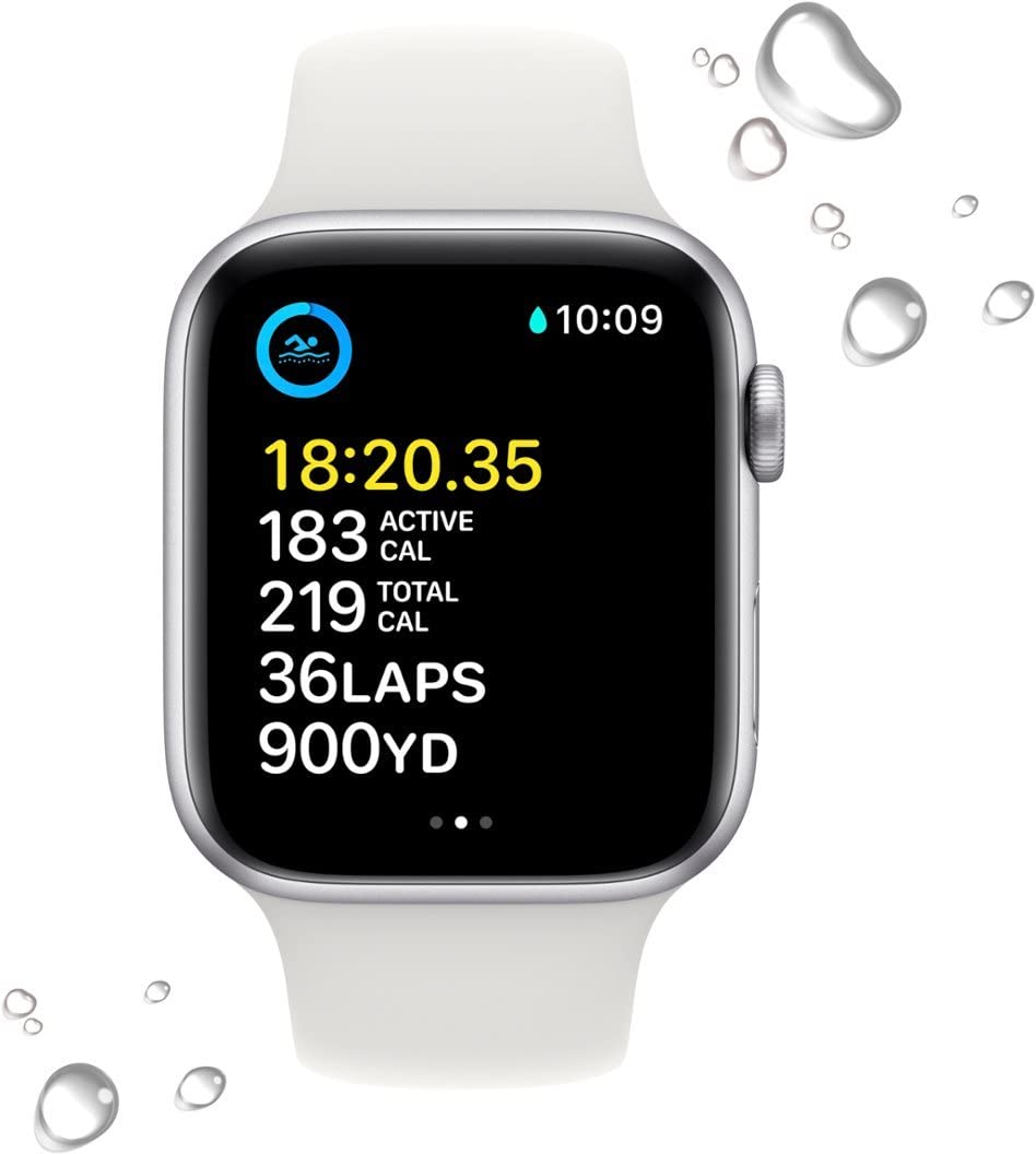 Apple Watch SE 2nd Gen GPS+Cel 44mm Aluminum Case White Sport Band - Silver - MNU63LL/A - Image 3