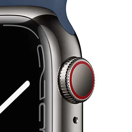 Apple Watch Series 7 (GPS + Cellular, 41MM) Graphite Stainless Steel Case with Abyss Blue Sport Band - MKHJ3LL/A - Image 2