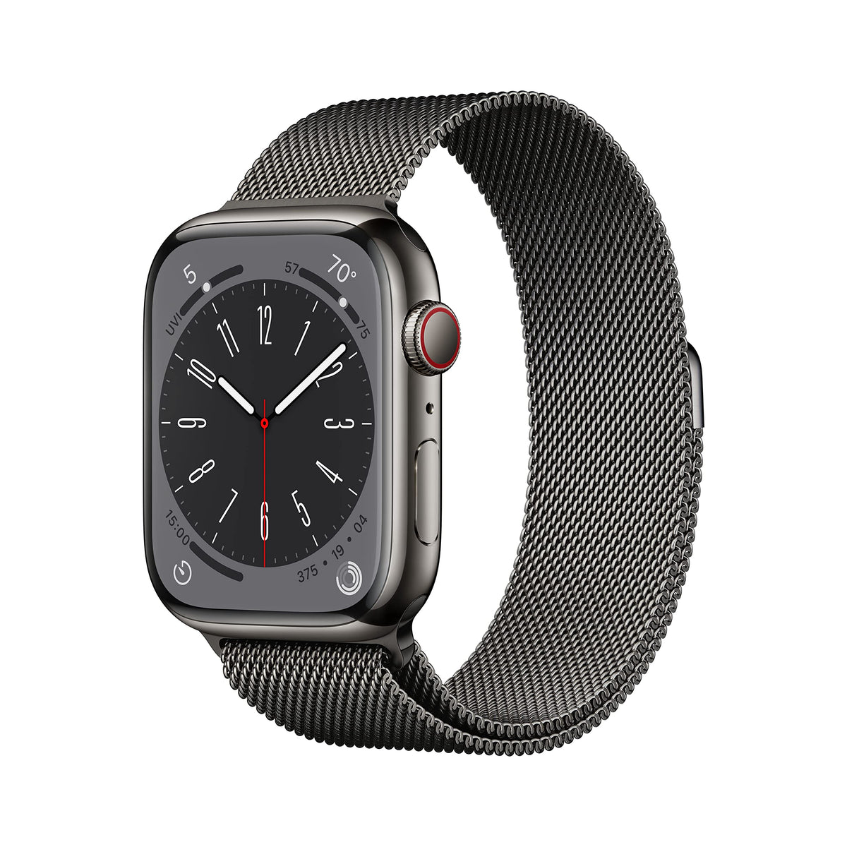 Apple Watch Series 8 [GPS + Cellular, 45mm] - Graphite Stainless Steel with Graphite Milanese Loop, One Size - Image 2