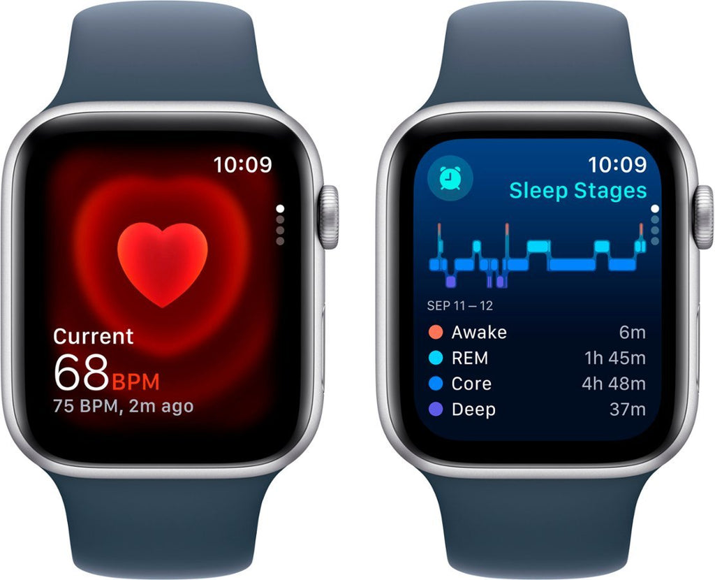 Apple Watch SE 2nd Generation (GPS + Cellular) 44mm Silver Aluminum Case with Storm Blue Sport Band S/M - MRHE3LL/A - Image 7