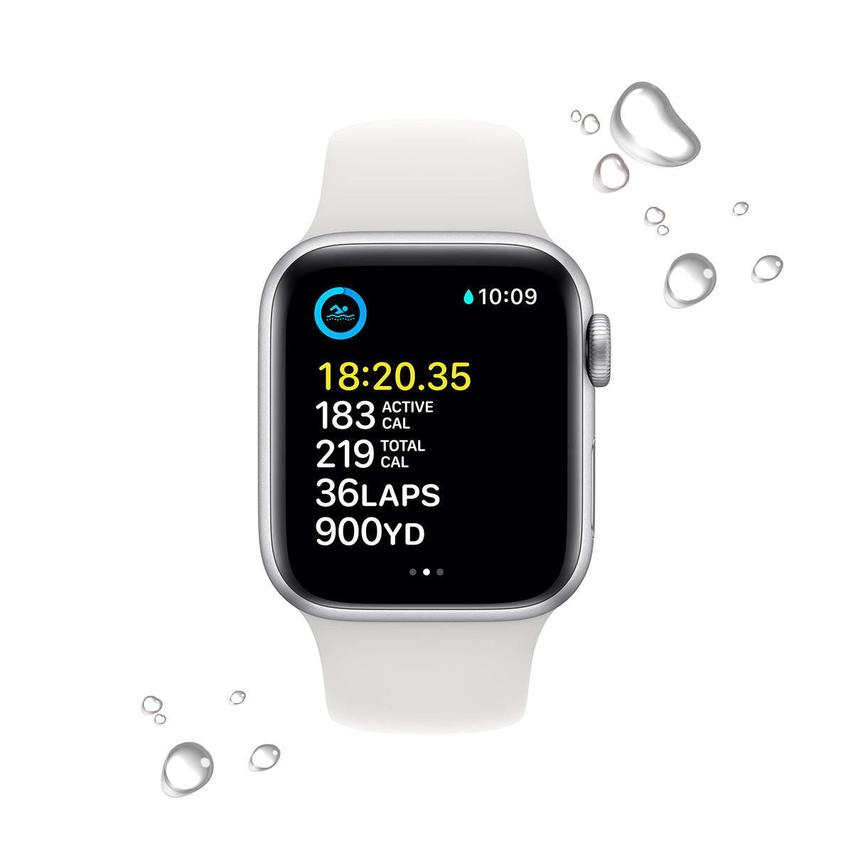 Apple Watch SE 2nd Generation (GPS) 40mm Aluminum Case with White Sport Band - M/L - Silver - MNTC3LL/A - Image 3