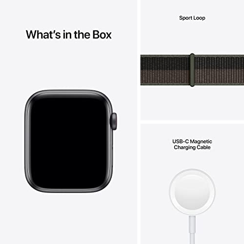 Apple Watch SE (GPS + Cellular, 44mm) Space Gray Aluminum Case with Tornado/Grey Sport Loop - MKRT3LL/A - Image 5