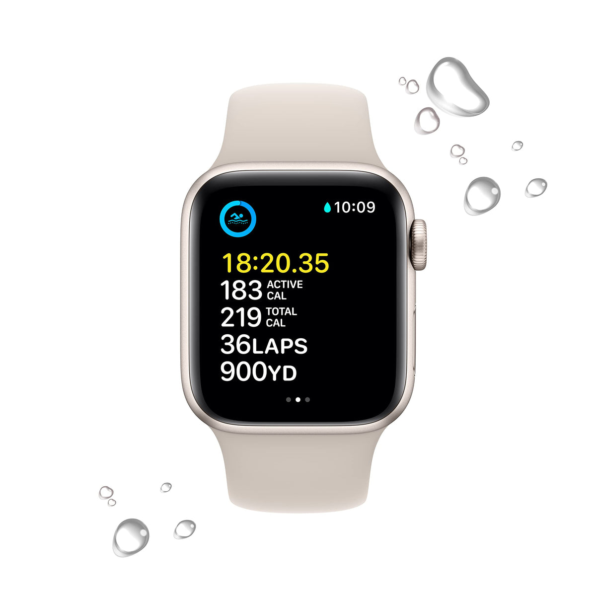 Apple Watch SE 2nd Gen GPS, 40mm Starlight Aluminum Case with Sport Band, M/L - MRG03LL/A - Image 4