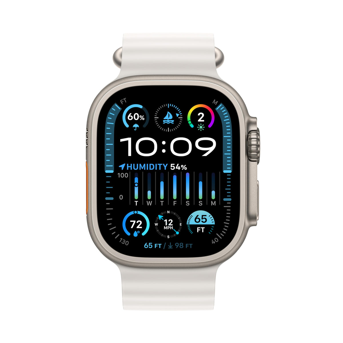 Apple Watch Ultra 2 [GPS + Cellular 49mm] Smartwatch with Rugged Titanium Case & White Ocean Band M/L - MREJ3LL/A - Image 2