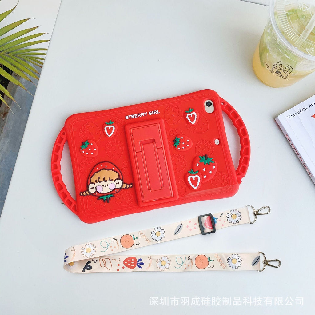 Strawberry Girl iPad Case - Red Lanyard