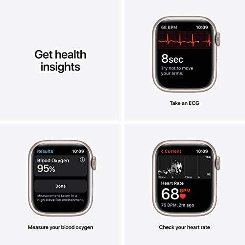 Apple Watch Series 7 (GPS, 41mm) Starlight Aluminum Case with Starlight Sport Band, Regular - MKMY3LL/A - Image 3