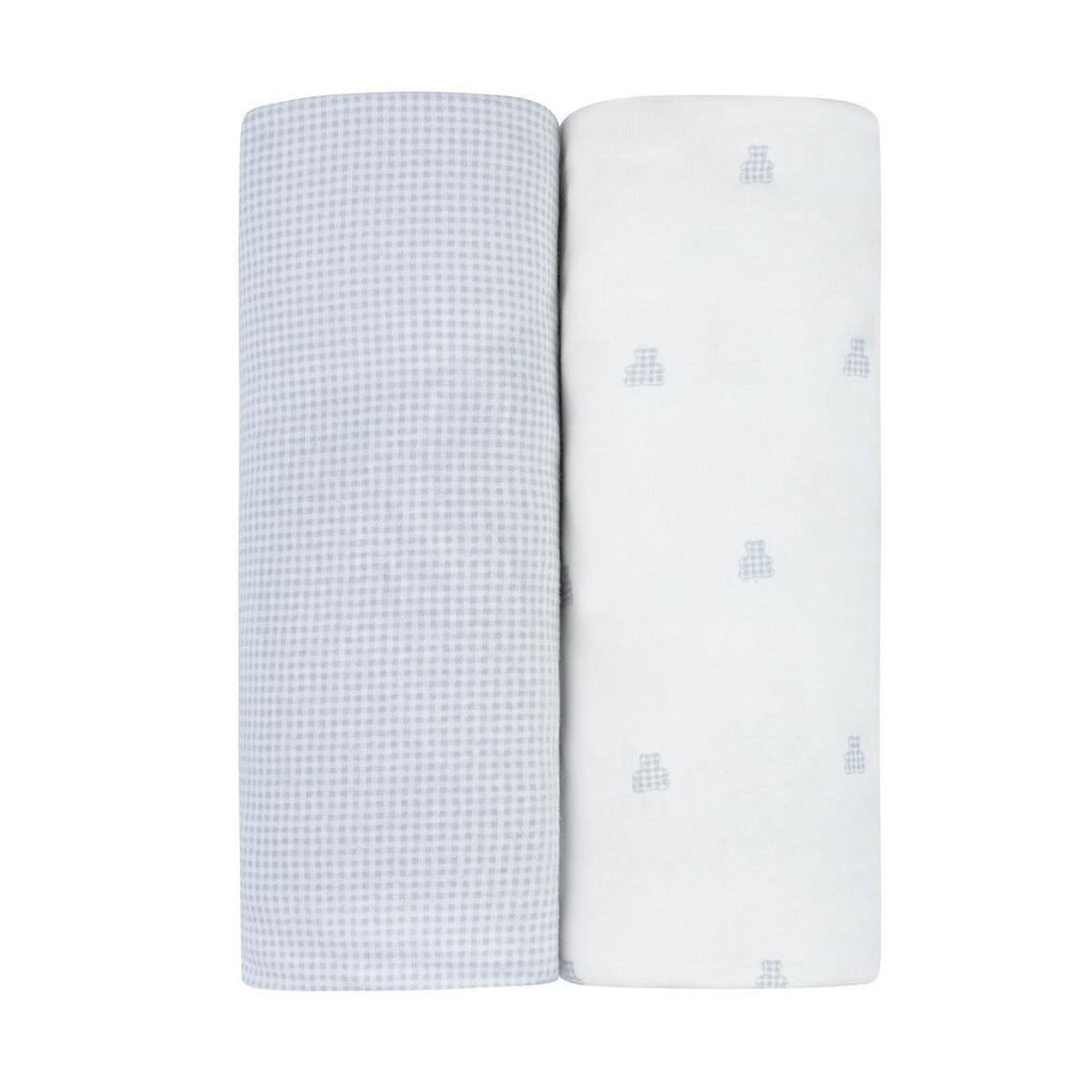 Ely's & Co. 2 Pack Changing Pad Covers - Gingham Bear Collection - Blue - Image 2