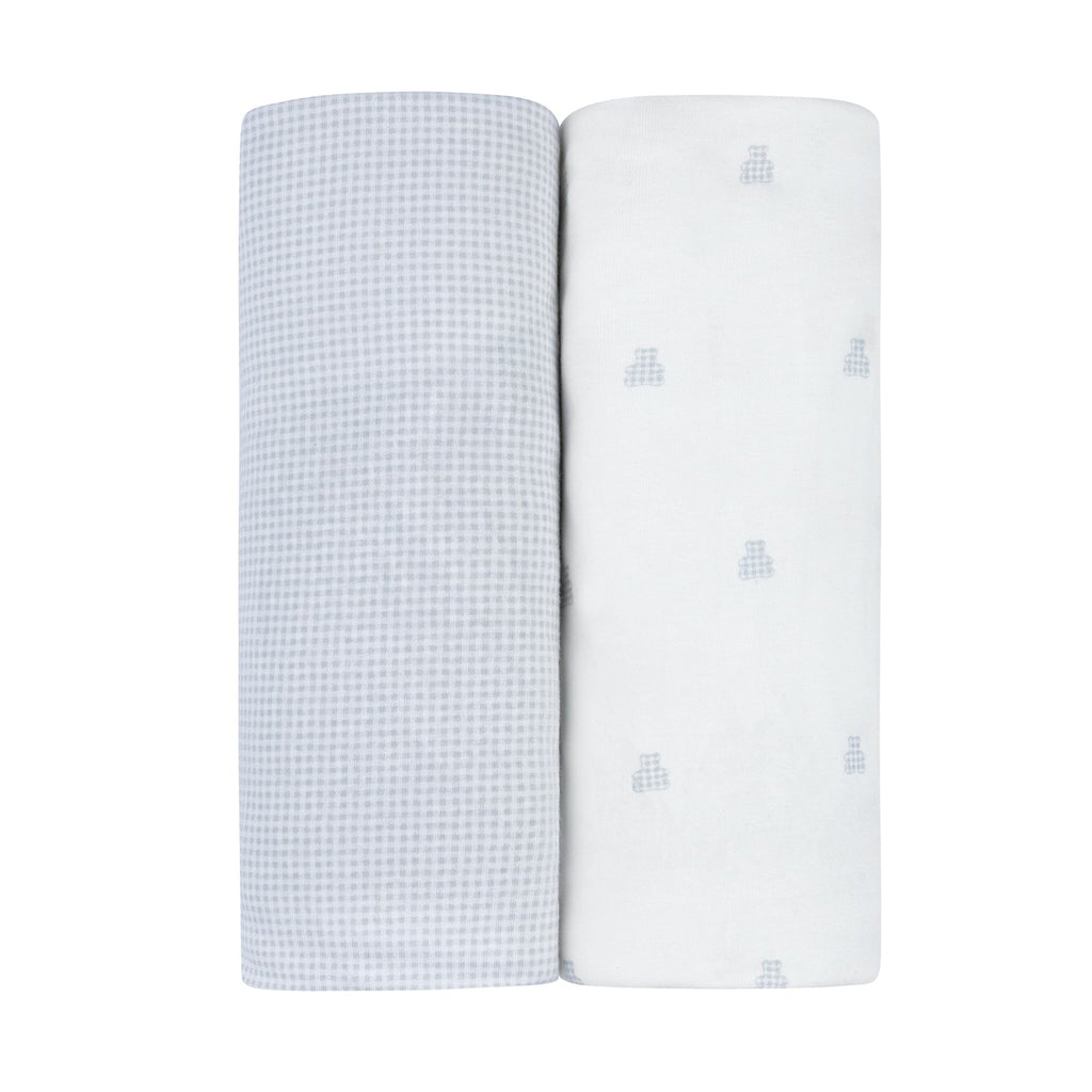 Ely's & Co. 2 Pack Changing Pad Covers - Gingham Bear Collection - Blue