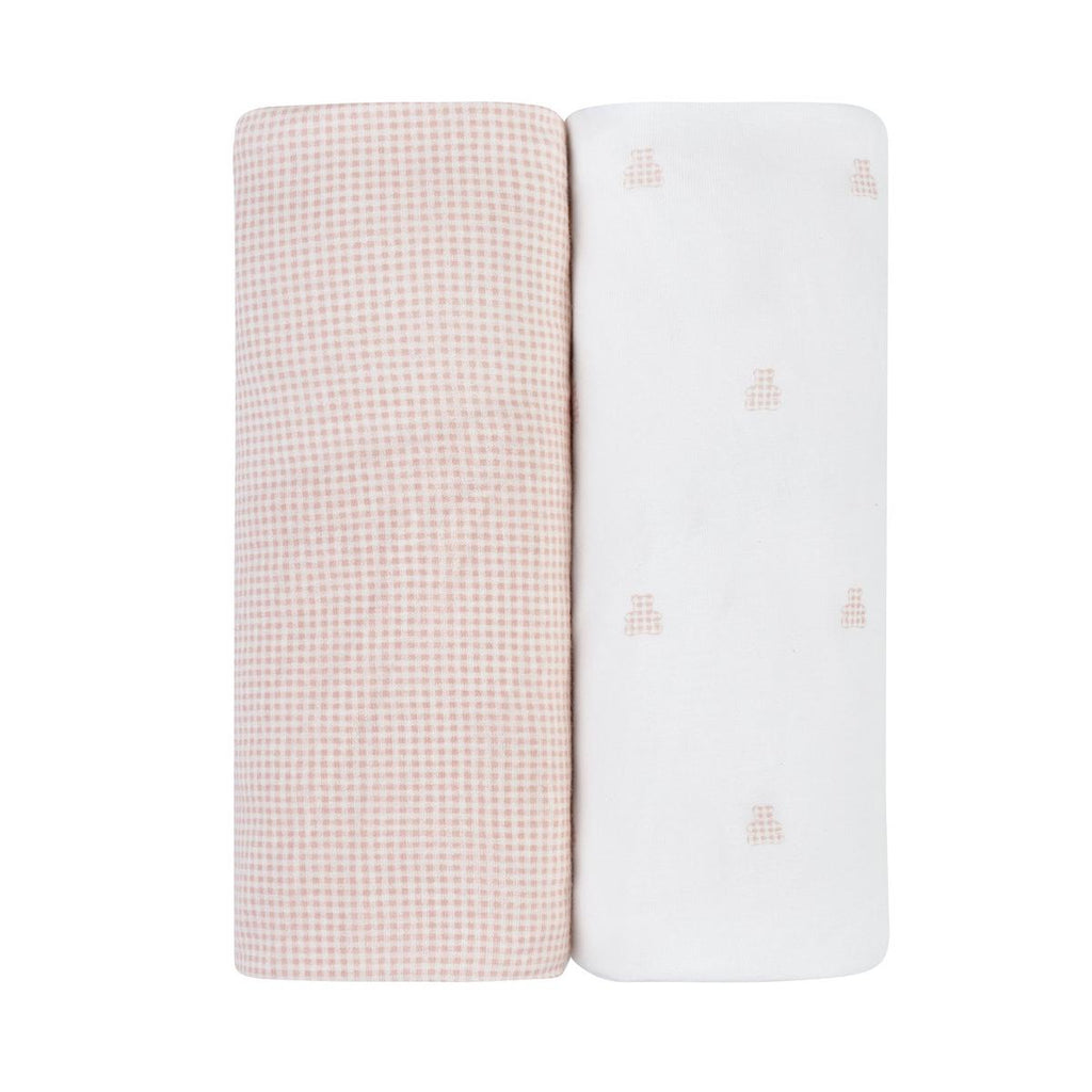 Ely's & Co. 2 Pack Changing Pad Covers - Gingham Bear Collection - Pink - Image 2
