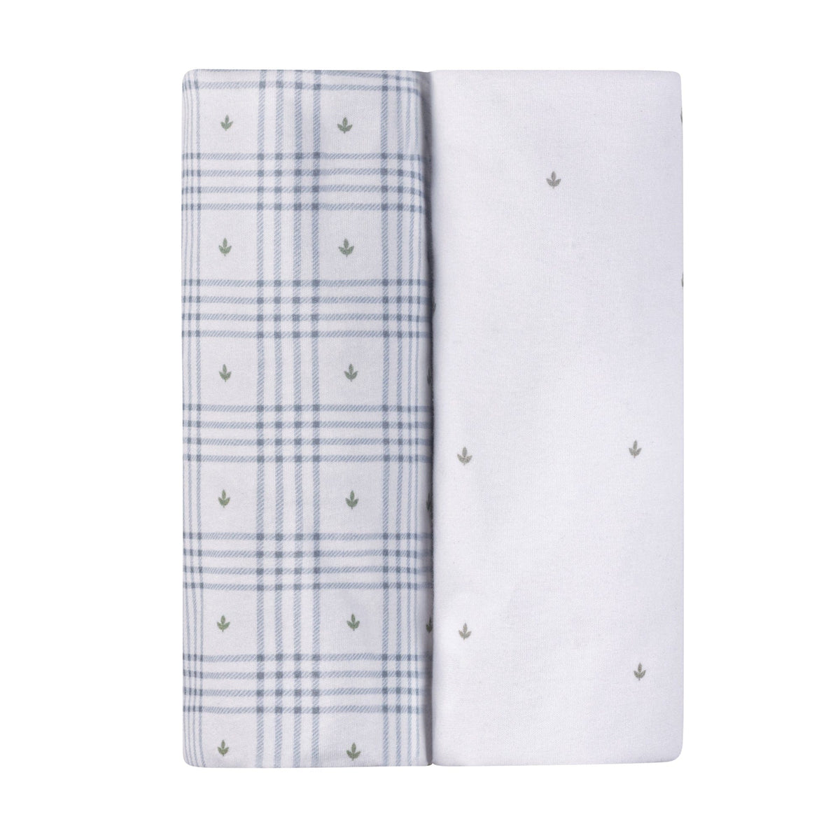 Ely's & Co. 2 Pack Waterproof Crib Sheets - Floral Plaid Collection - Blue