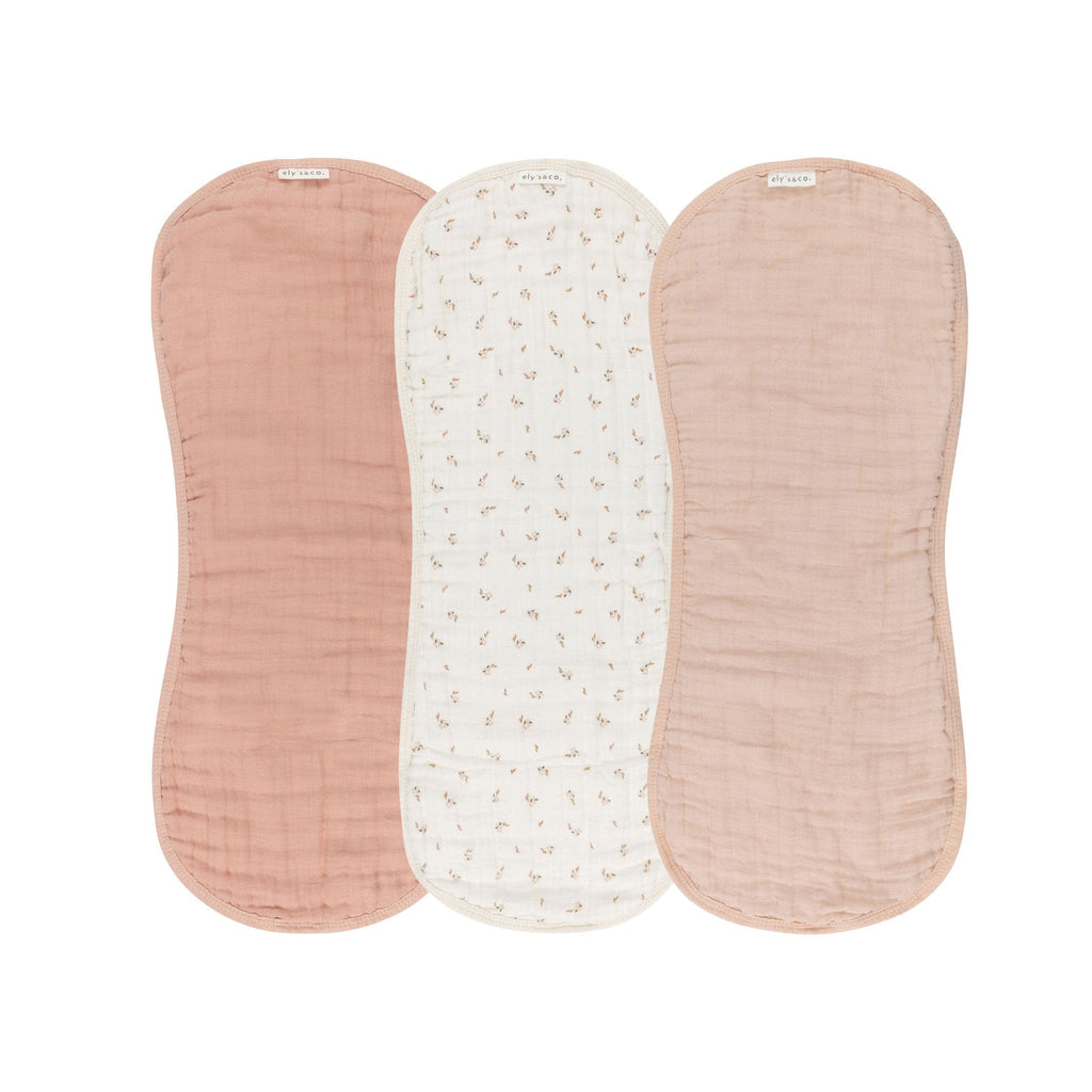 Ely's & Co. 3 Pack Muslin Burp Cloths - Floral Pink