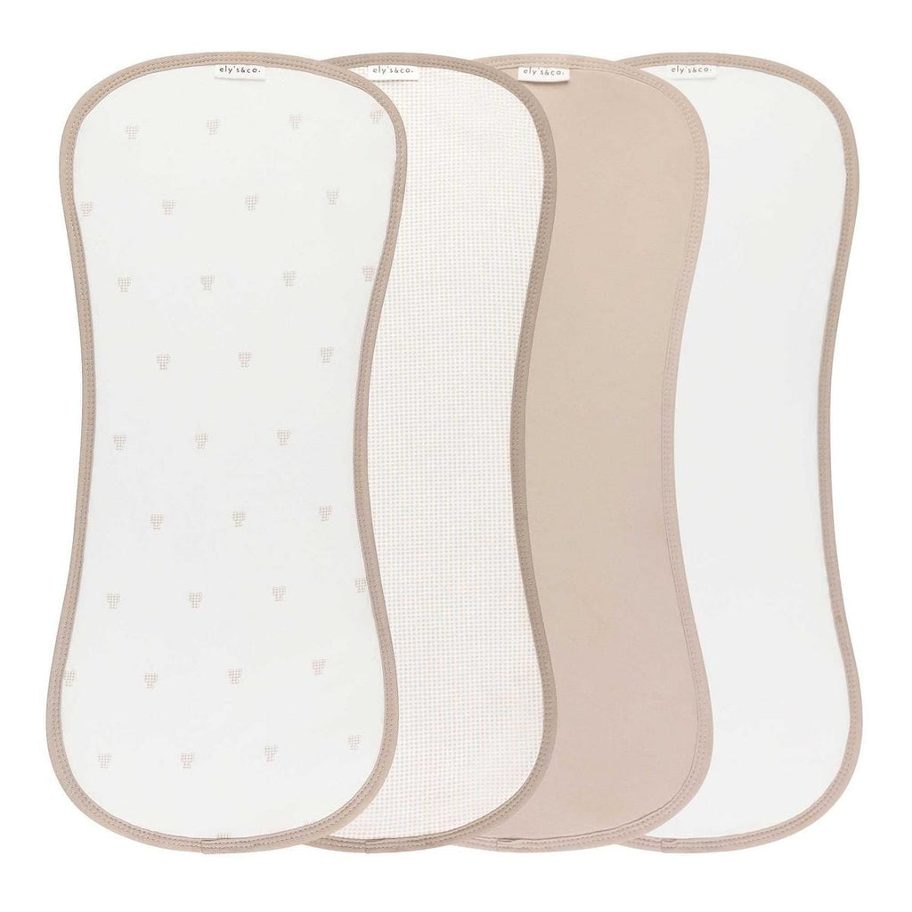 Ely's & Co. 4 Pack Absorbent Burp Cloths - Gingham Bear Collection - Tan - Image 2