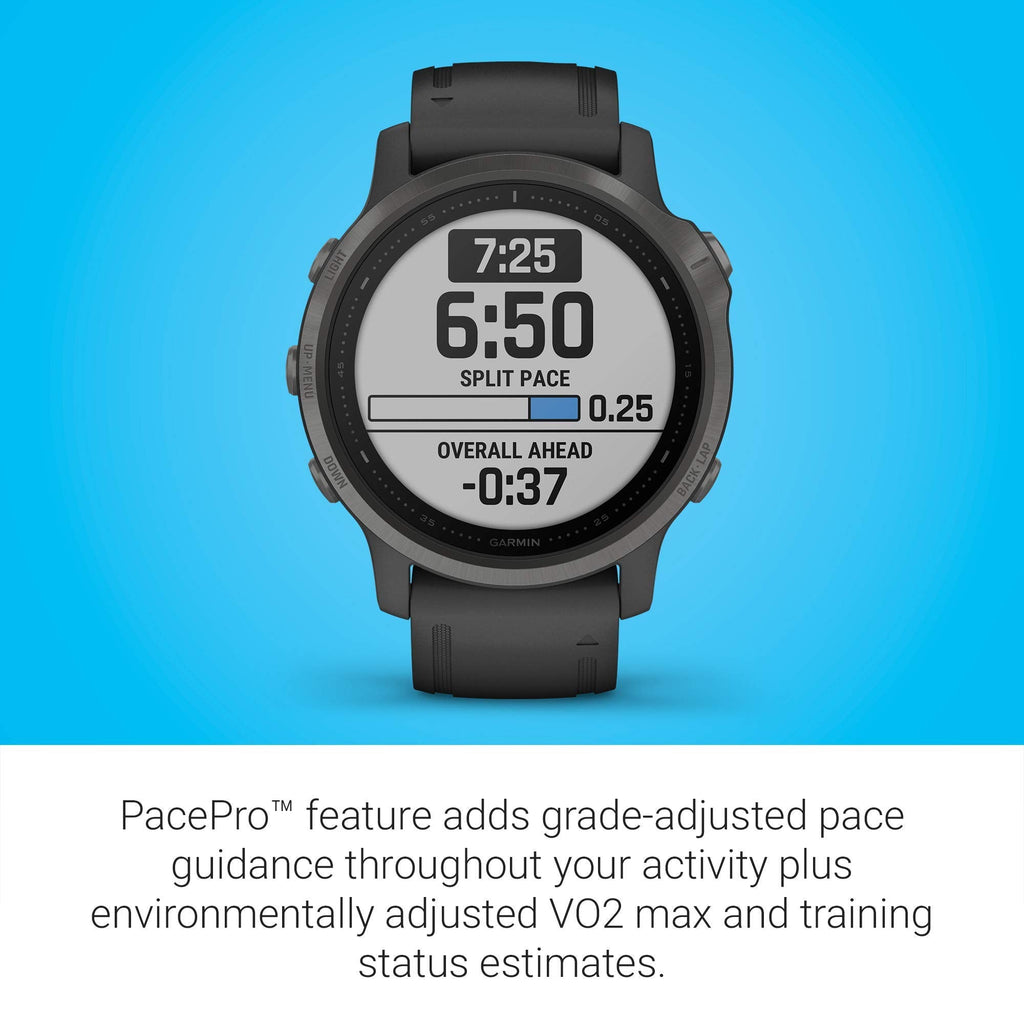 Garmin - fēnix 6S Sapphire GPS 30mm - Carbon Gray with Black Silicone Band - 010-02159-24 - Image 4