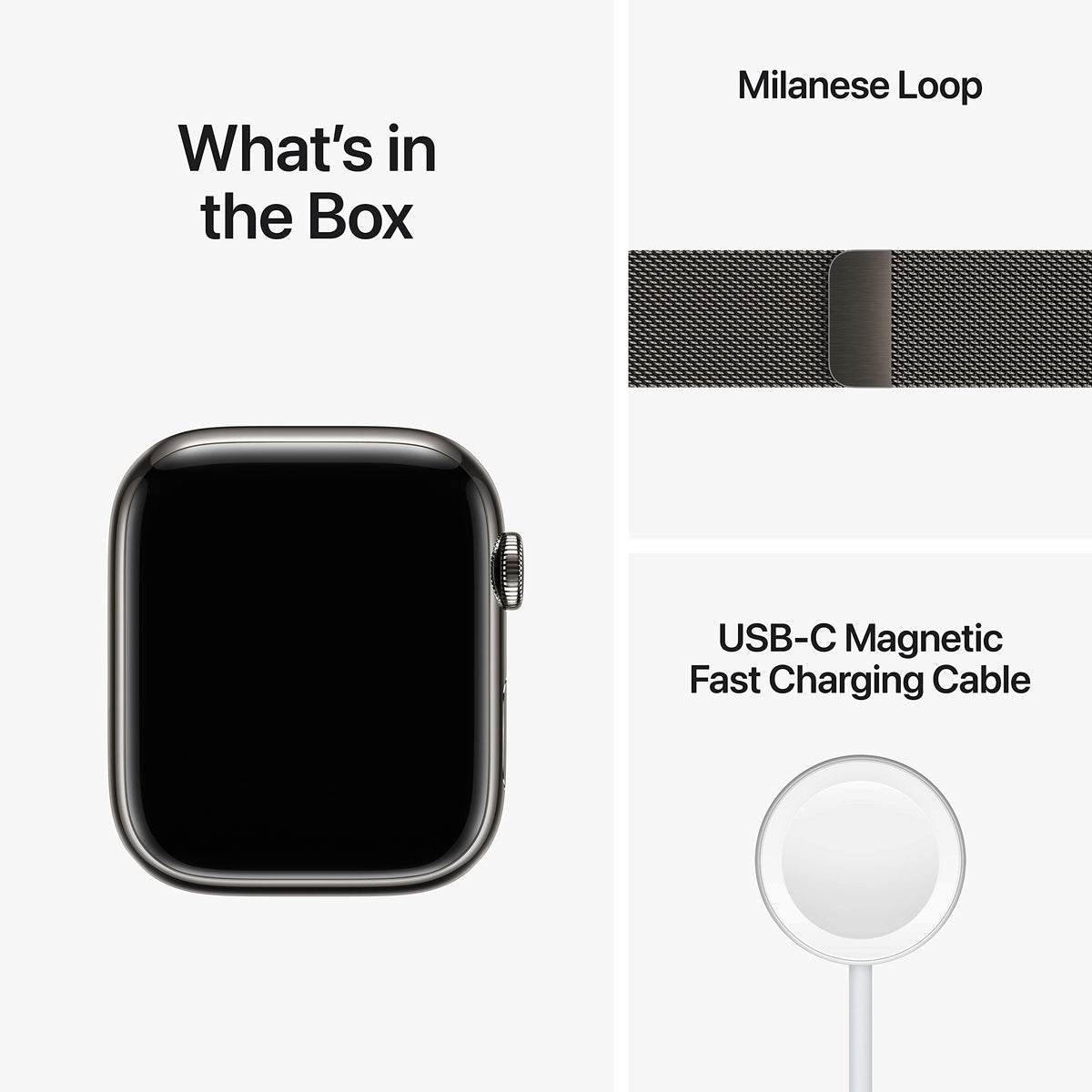 Apple Watch Series 8 [GPS + Cellular, 45mm] - Graphite Stainless Steel with Graphite Milanese Loop, One Size - Image 6