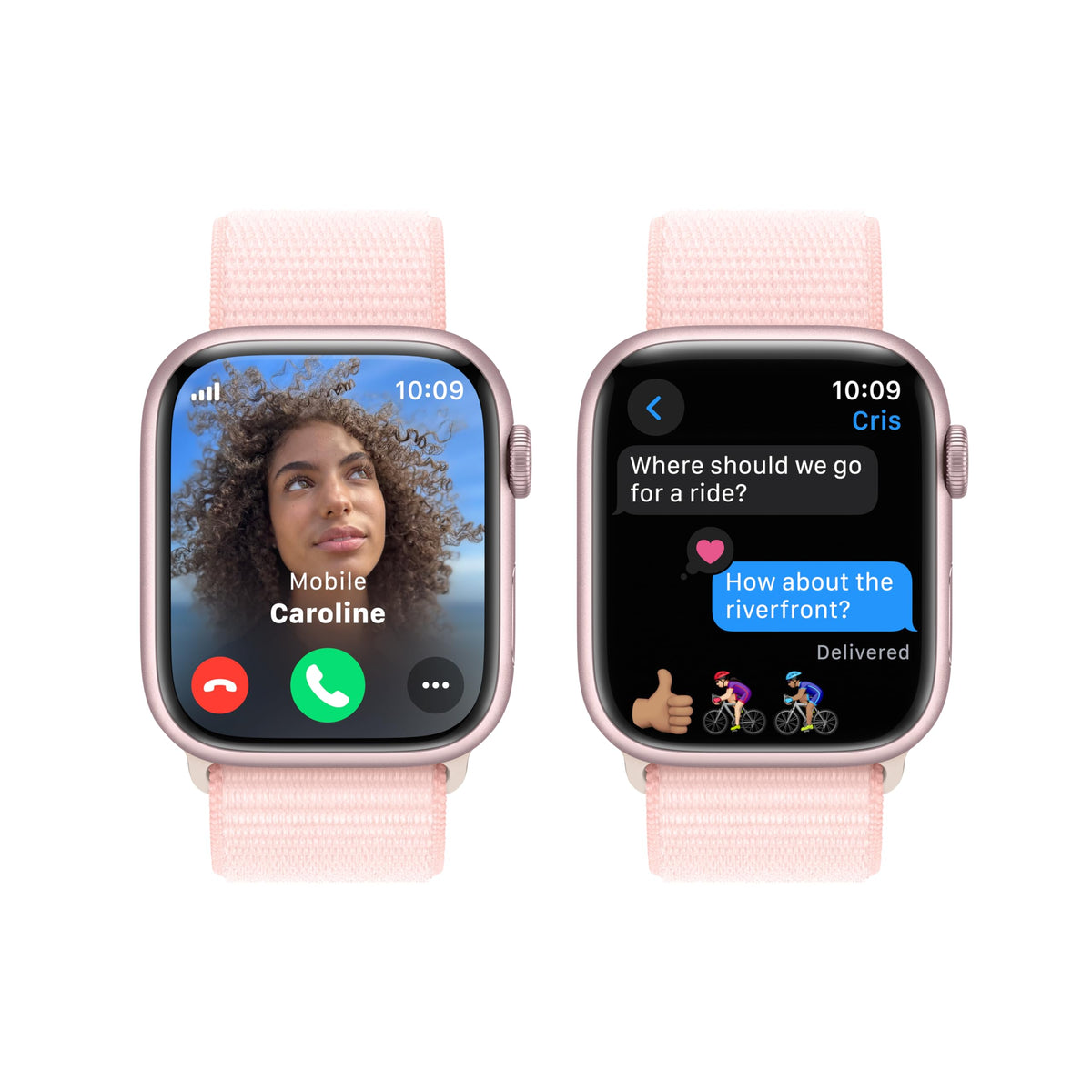 Apple Watch Series 9 (GPS + Cell) 45mm Pink Aluminum Case with Light Pink Sport Loop (Adjustable) - MRMM3LL/A - Image 4