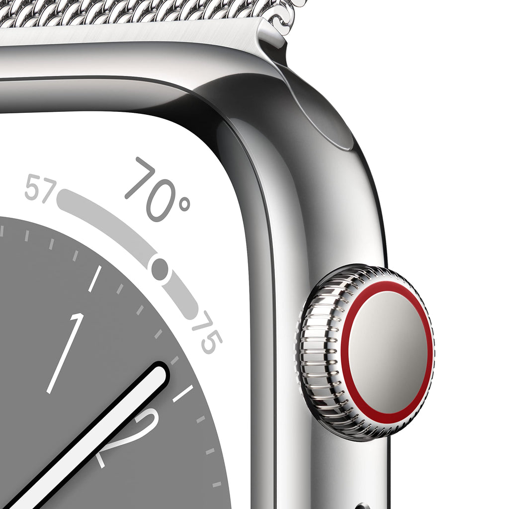 Apple Watch Series 8 GPS+Cell 41MM Stainless Steel Case - Milanese Loop - Silver - MNJ73LL/A - Image 3