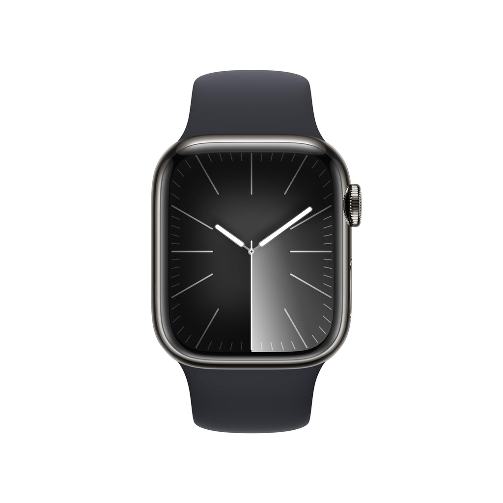 Apple Watch Series 9 (GPS + Cellular) 41mm Graphite Stainless Steel Case with Midnight Sport Band - M/L - MRJ93LL/A - Image 2