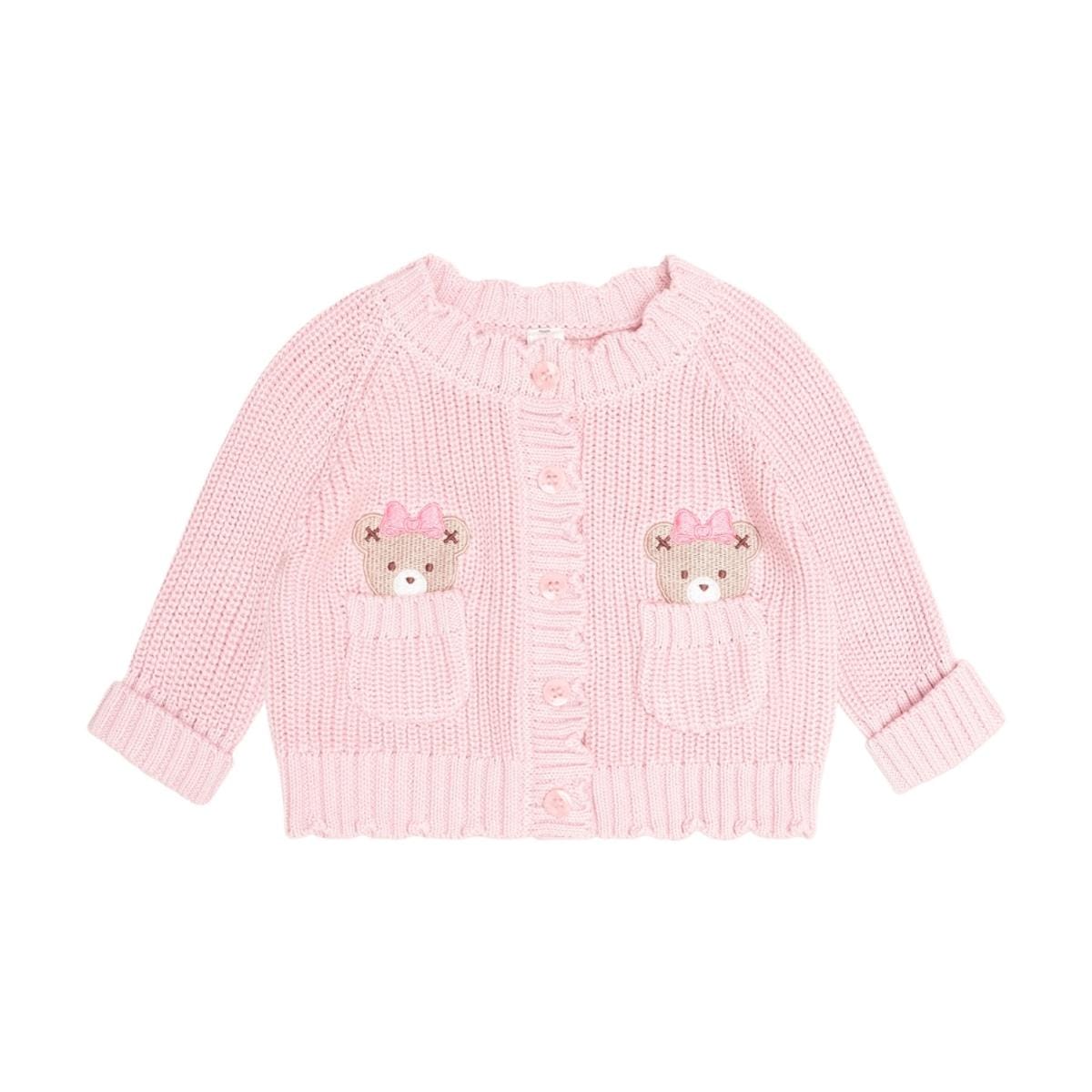 Huxbaby Baby Pink Fisherman Cardi, 0-3M