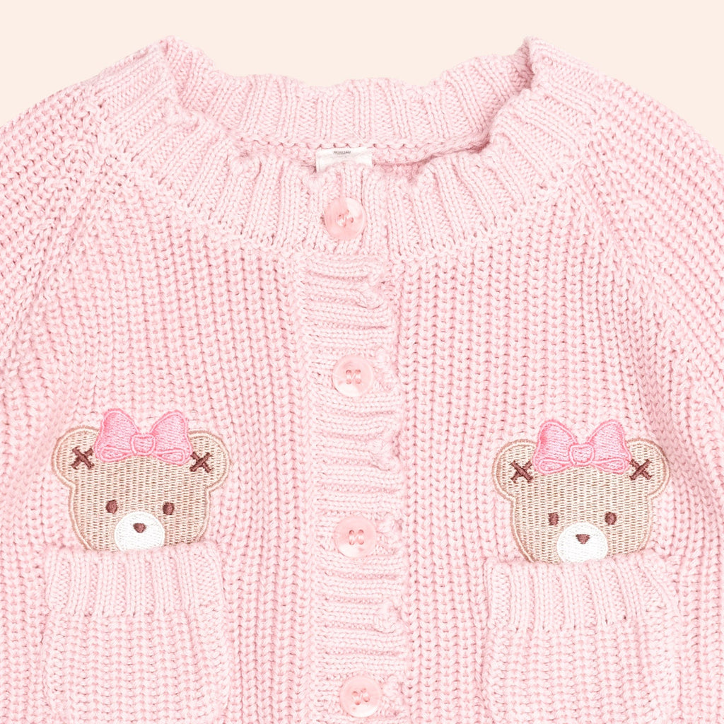 Huxbaby Baby Pink Fisherman Cardi, 0-3M - Image 3