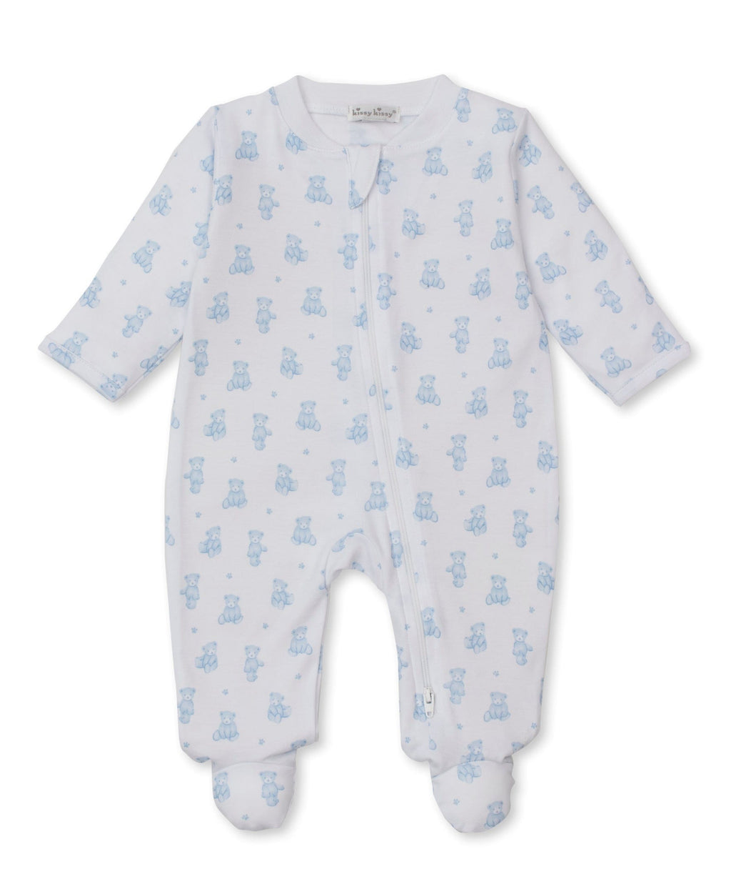 Kissy Kissy Footie w/ Zip - Teddy Bears, Light Blue, 0-3M