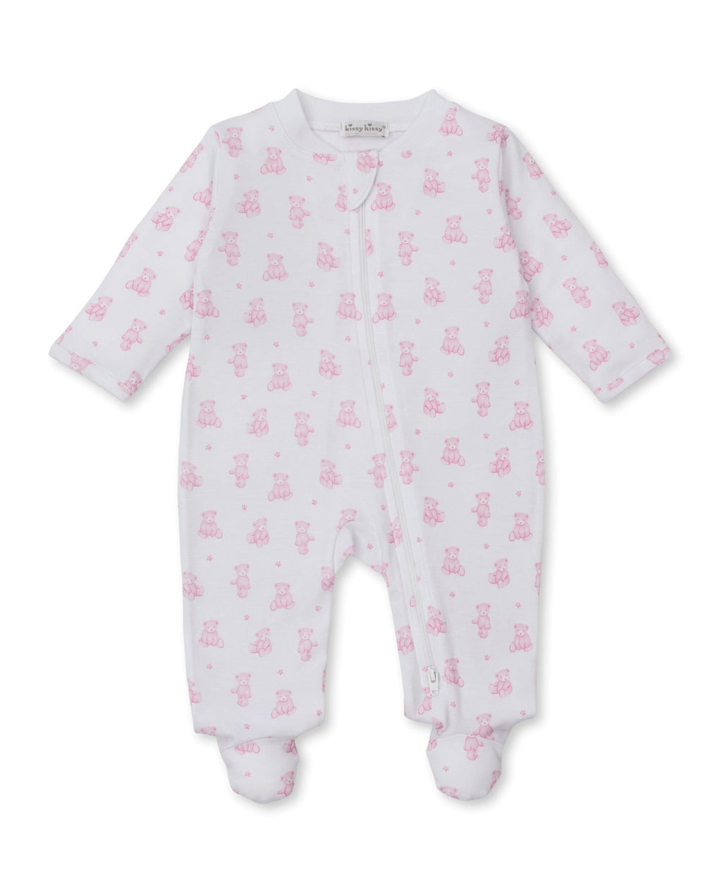 Kissy Kissy Footie w/ Zip - Teddy Bears, Pink, 3-6M