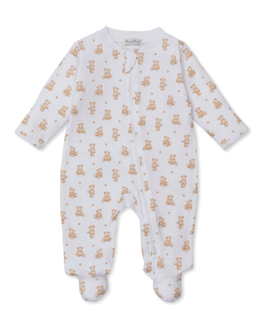 Kissy Kissy Footie w/ Zip - Teddy Bears, Tan, 0-3M