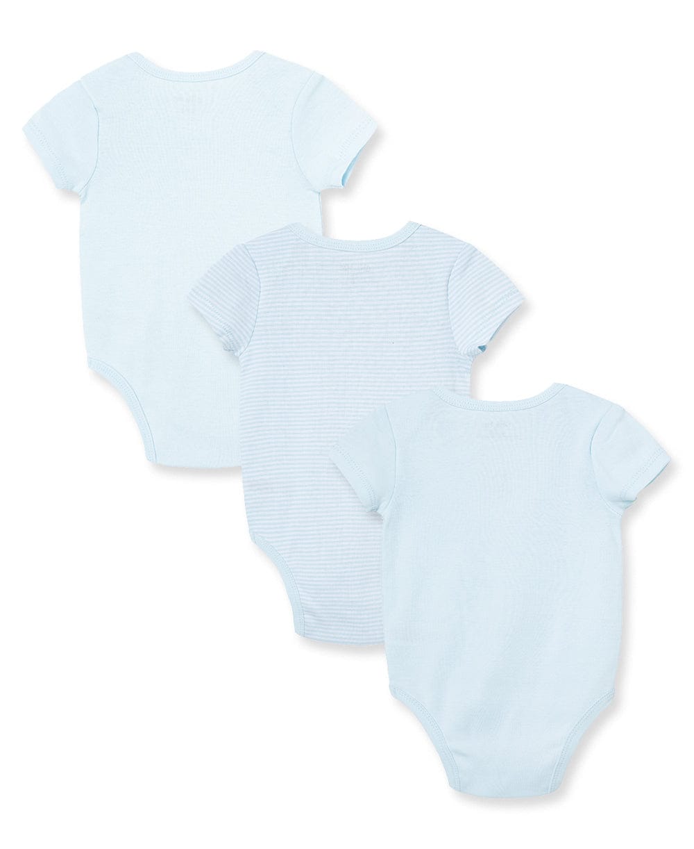 Little Me Cute Bear 3-Pack Bodysuits - Blue Multi, 3M - Image 2