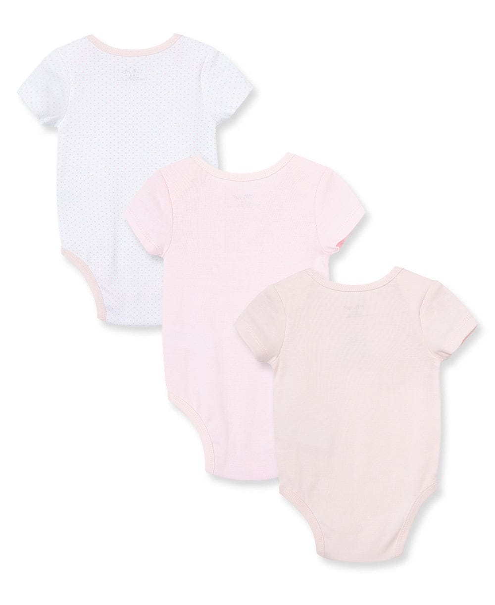 Little Me Sweet Bear 3-Pack Bodysuits - Pink Multi, NB - Image 2