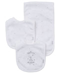 Little Me Welcome To The World Bib & Burp Set - White, One Size