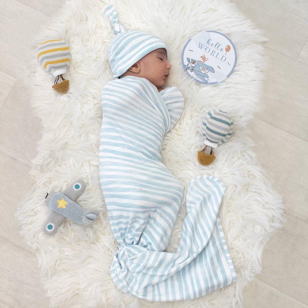Living Textiles Hello World Gift Set - Blue Stripes - Image 6